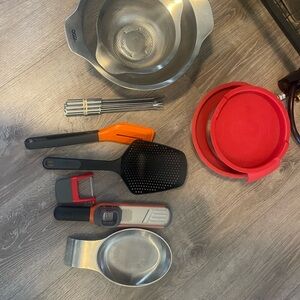 Kitchen Utensil Set with Red and Orange Accents